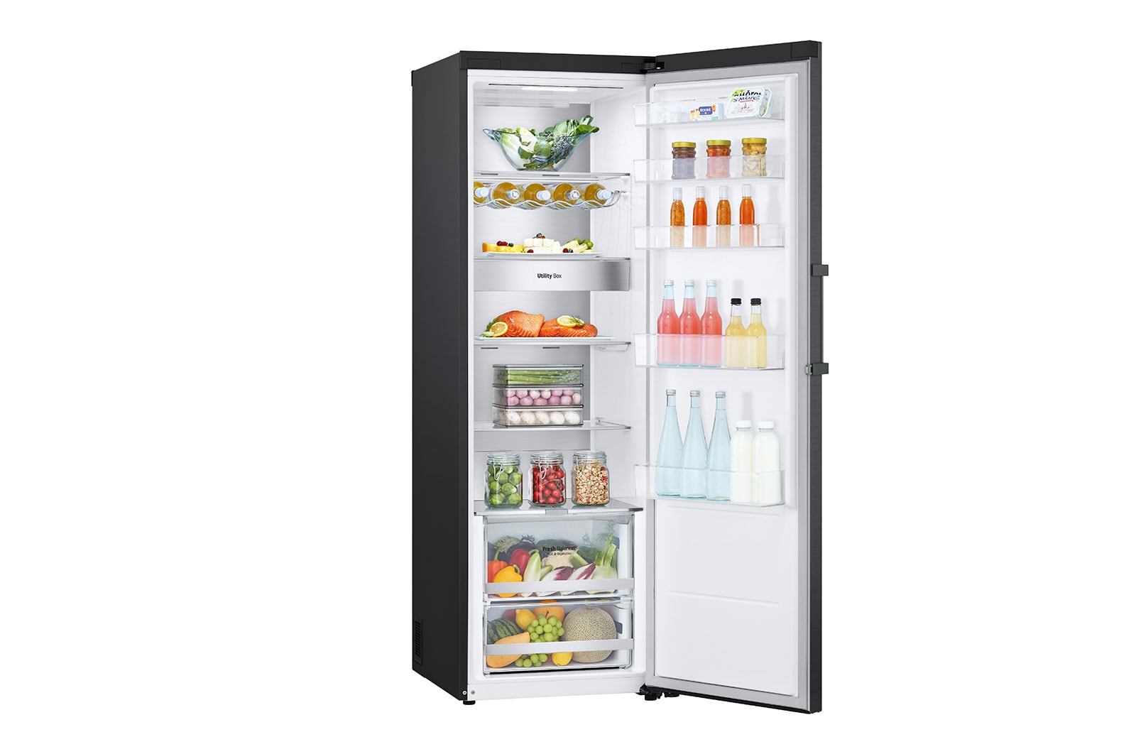 LG 386L Fristående kylskåp (Matte Black) - Energiklass D, Door Cooling™, LINEARCooling™, FRESHBalancer™, Smart Diagnosis™ med Wi-Fi, GLM71MCCSF