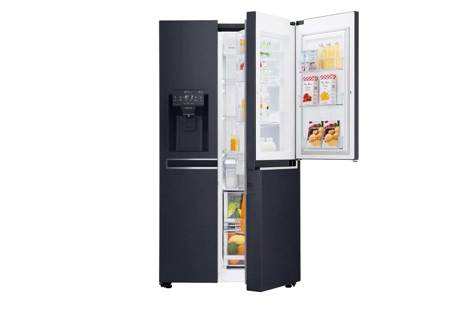 LG 625 L Door in Door™ Side by Side (Matte Black) - Energiklass F, Vatten/is utan röranslutning, Smart Diagnosis™ med Wi-Fi, GSJ761MCUZ