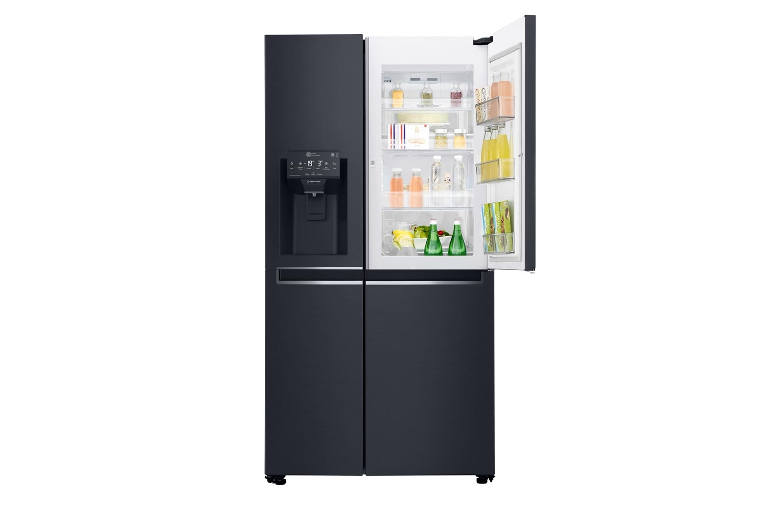 LG 625 L Door in Door™ Side by Side (Matte Black) - Energiklass F, Vatten/is utan röranslutning, Smart Diagnosis™ med Wi-Fi, GSJ761MCUZ