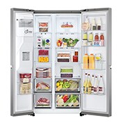 LG 635L Door in Door™ Side by Side (Shiny Steel), Energiklass E, Vatten/is via röranslutning, Smart Diagnosis™ med Wi-Fi, GSJV70PZTE