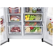LG 635L Door in Door™ Side by Side (Shiny Steel), Energiklass E, Vatten/is via röranslutning, Smart Diagnosis™ med Wi-Fi, GSJV70PZTE