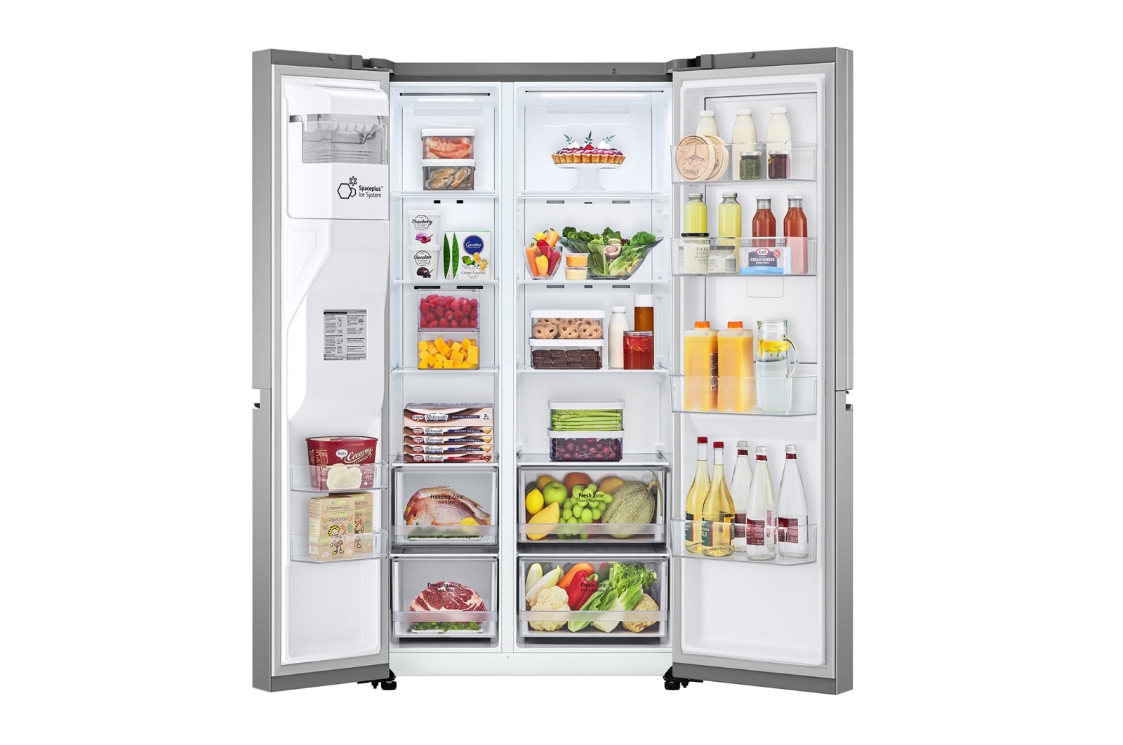 LG 635L Door in Door™ Side by Side (Shiny Steel), Energiklass E, Vatten/is via röranslutning, Smart Diagnosis™ med Wi-Fi, GSJV70PZTE