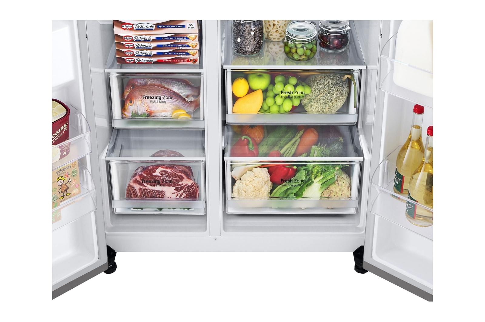 LG 635L Door in Door™ Side by Side (Shiny Steel), Energiklass E, Vatten/is via röranslutning, Smart Diagnosis™ med Wi-Fi, GSJV70PZTE