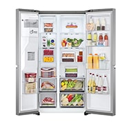 LG 635L Door in Door™ Side by Side (Shiny Steel), Energiklass F, Vatten/is via röranslutning, Smart Diagnosis™ med Wi-Fi, GSJV70PZTF