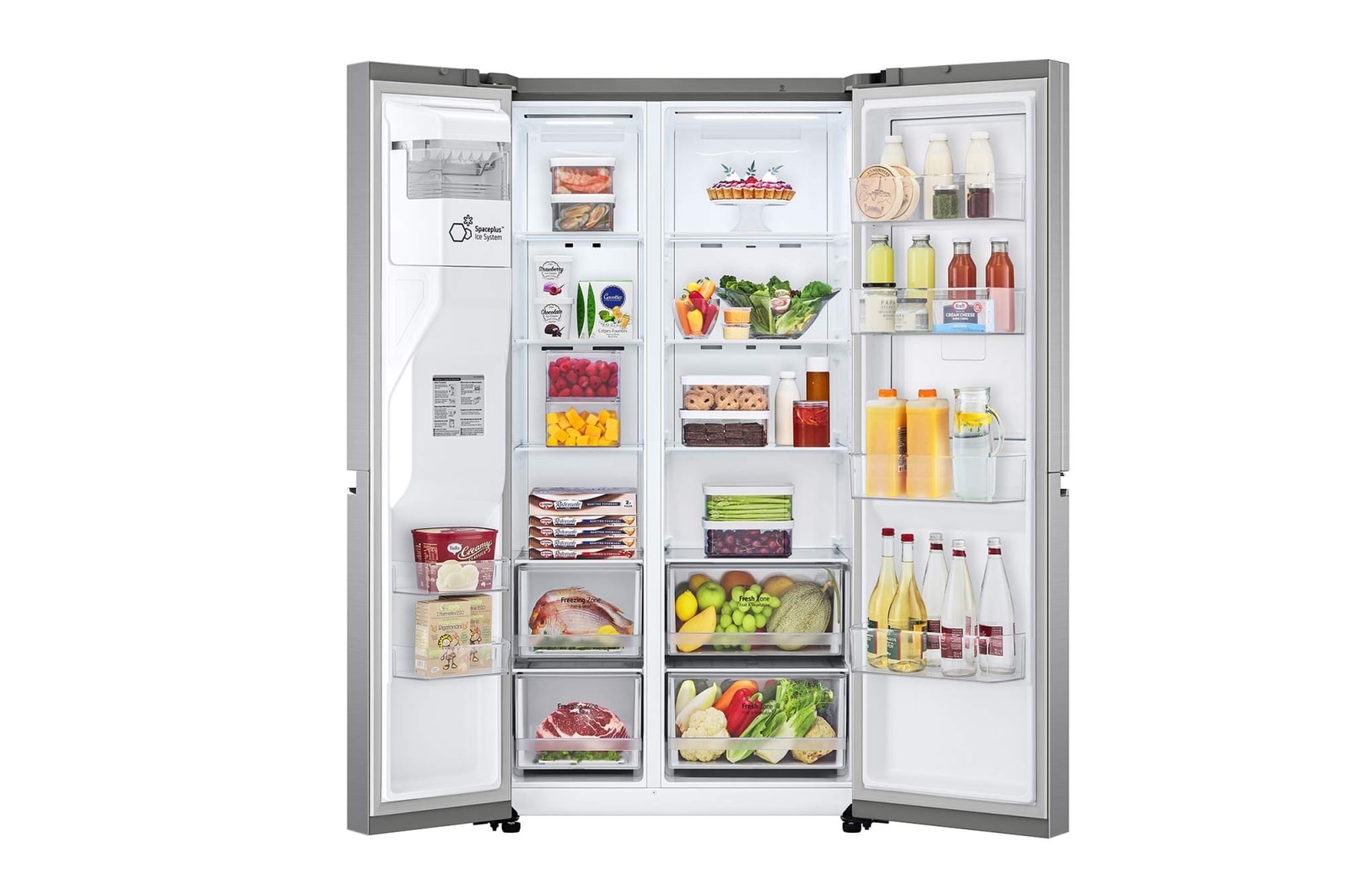 LG 635L Door in Door™ Side by Side (Shiny Steel), Energiklass F, Vatten/is via röranslutning, Smart Diagnosis™ med Wi-Fi, GSJV70PZTF