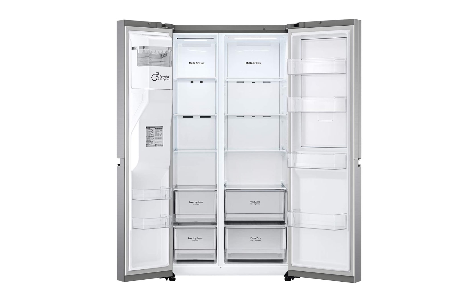 LG 635L Door in Door™ Side by Side (Shiny Steel), Energiklass F, Vatten/is via röranslutning, Smart Diagnosis™ med Wi-Fi, GSJV70PZTF