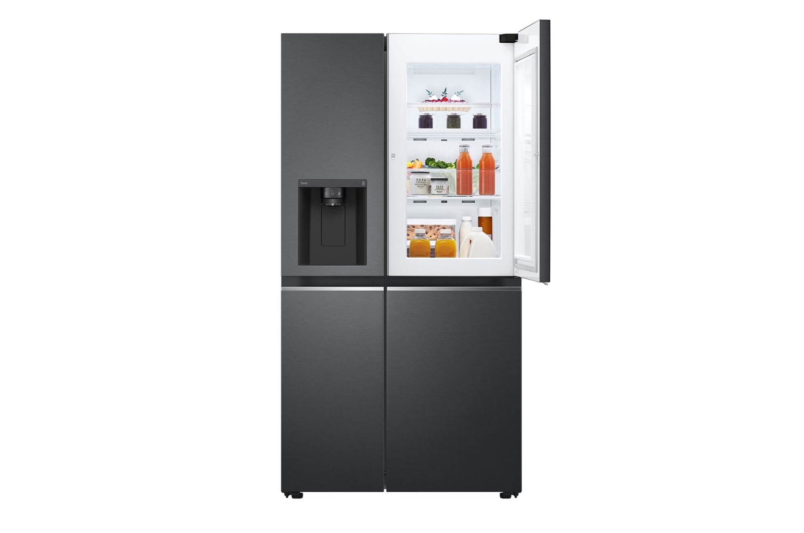 LG 635L Door in Door™ Side by Side (Matte Black Steel), Energiklass E, Vatten/is utan röranslutning, Smart Diagnosis™ med Wi-Fi, GSJV71MCTE