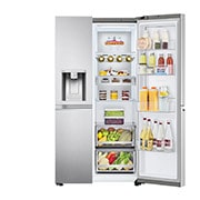 LG 635L Door in Door™ Side by Side (Brushed Steel), Energiklass E, Vatten/is via röranslutning, Smart Diagnosis™ med Wi-Fi, GSJV90BSAE