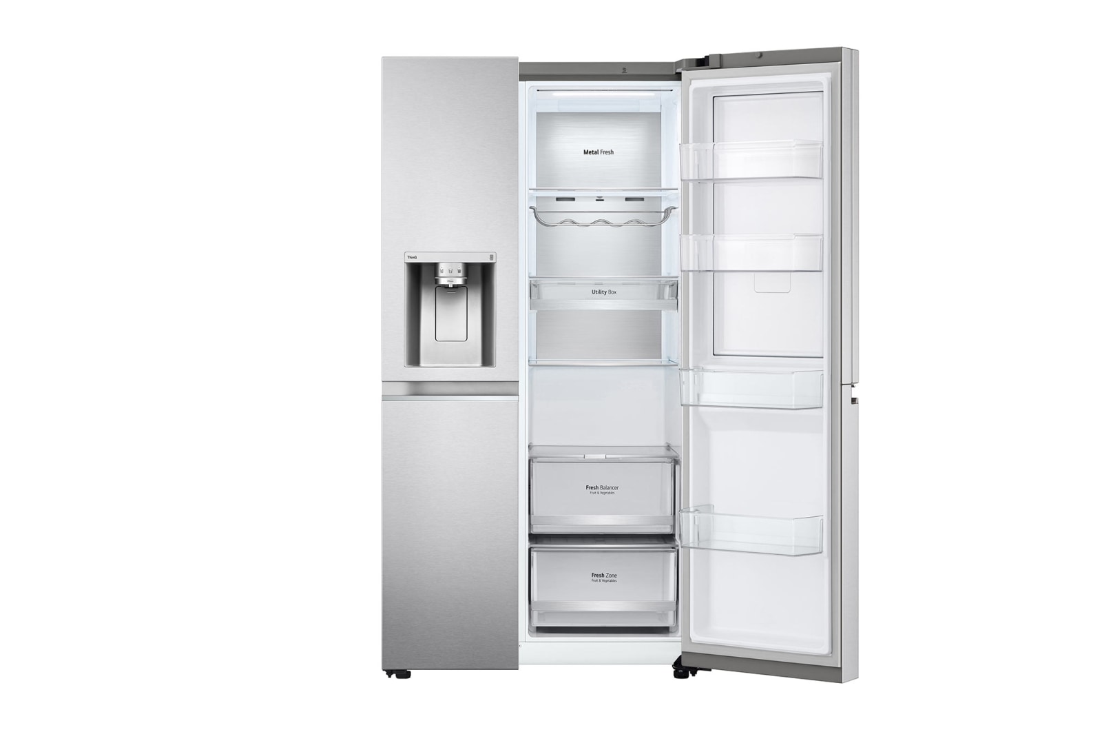 LG 635L Door in Door™ Side by Side (Brushed Steel), Energiklass E, Vatten/is via röranslutning, Smart Diagnosis™ med Wi-Fi, GSJV90BSAE