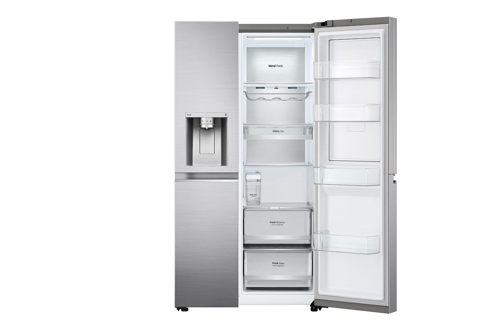 LG 635L Door in Door™ Side by Side (Shiny Steel), Energiklass E, Vatten/is utan röranslutning, Smart Diagnosis™ med Wi-Fi, GSJV91PZAE