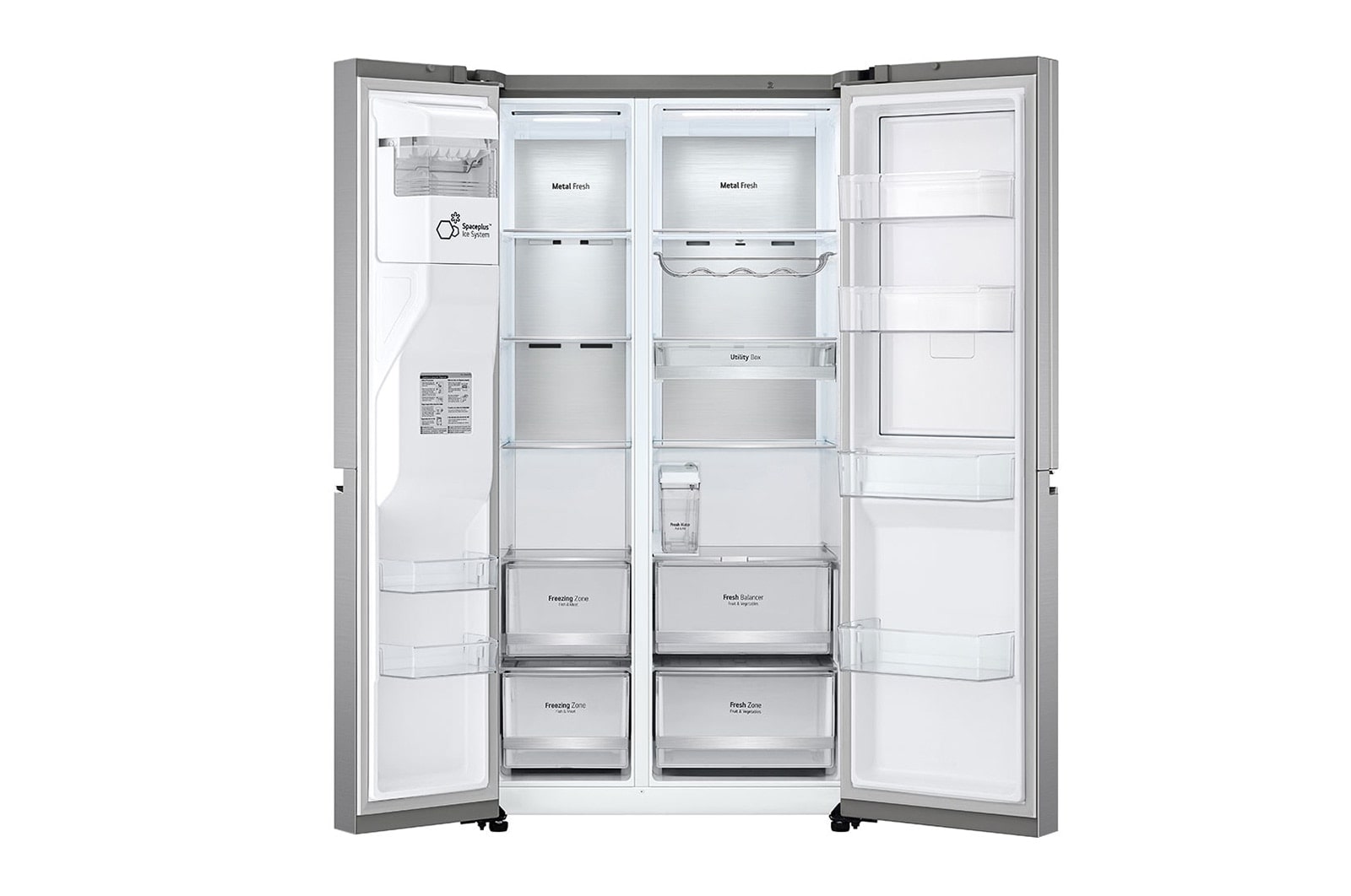 LG 635L Door in Door™ Side by Side (Shiny Steel), Energiklass E, Vatten/is utan röranslutning, Smart Diagnosis™ med Wi-Fi, GSJV91PZAE