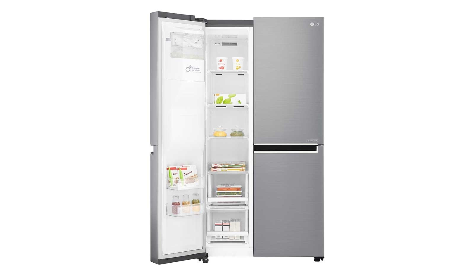 LG 625L Side by Side (Shiny Steel) - Energiklass F, Vatten/is utan röranslutning, Smart Diagnosis™ med Wi-Fi, GSL761PZXV