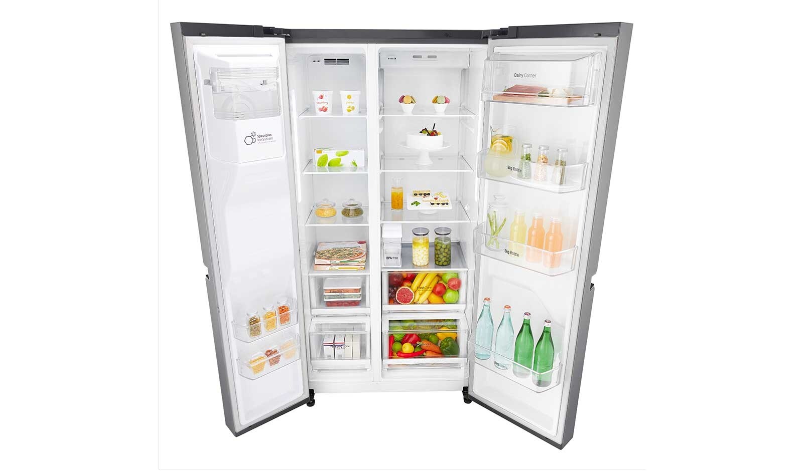 LG 625L Side by Side (Shiny Steel) - Energiklass F, Vatten/is utan röranslutning, Smart Diagnosis™ med Wi-Fi, GSL761PZXV
