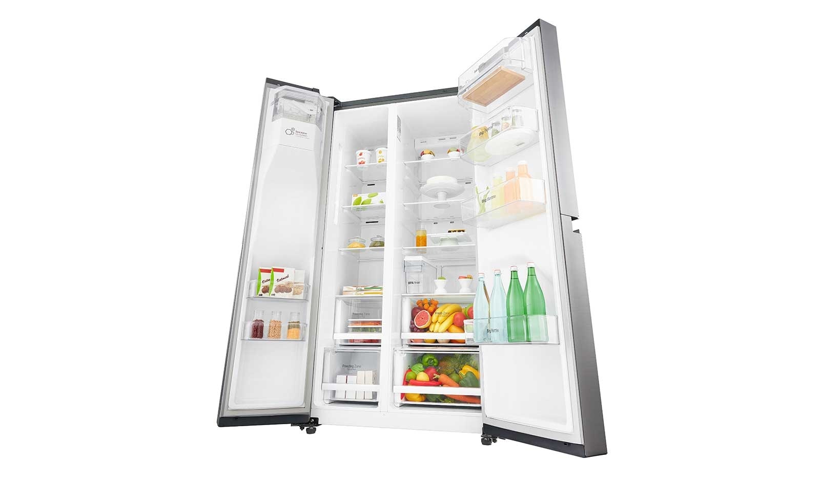 LG 625L Side by Side (Shiny Steel) - Energiklass F, Vatten/is utan röranslutning, Smart Diagnosis™ med Wi-Fi, GSL761PZXV