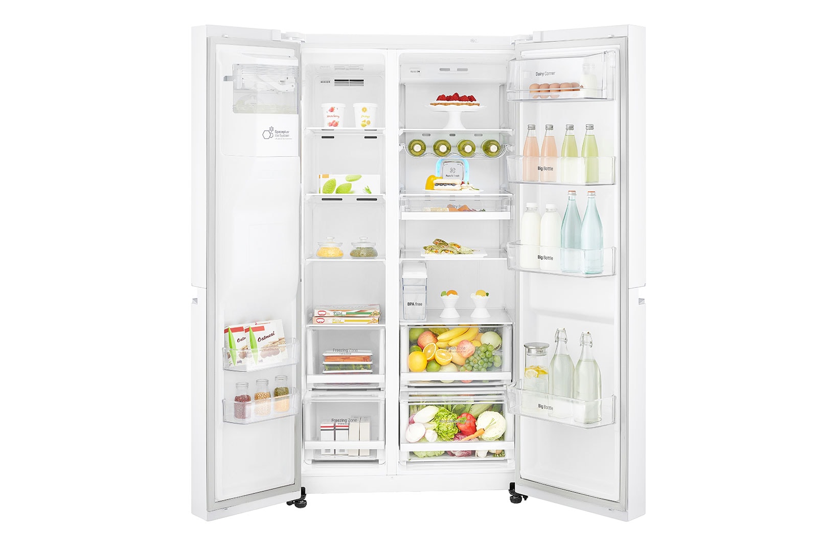 LG 625L Side by Side (Vit) - Energiklass F, Vatten/is utan röranslutning, Smart Diagnosis™ med Wi-Fi, GSL761SWYV