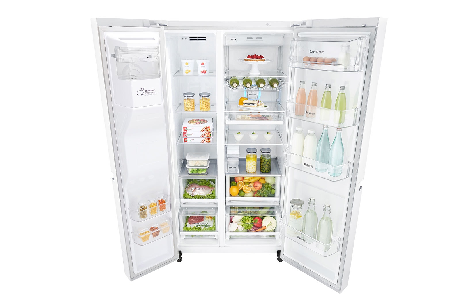 LG 625L Side by Side (Vit) - Energiklass F, Vatten/is utan röranslutning, Smart Diagnosis™ med Wi-Fi, GSL761SWYV