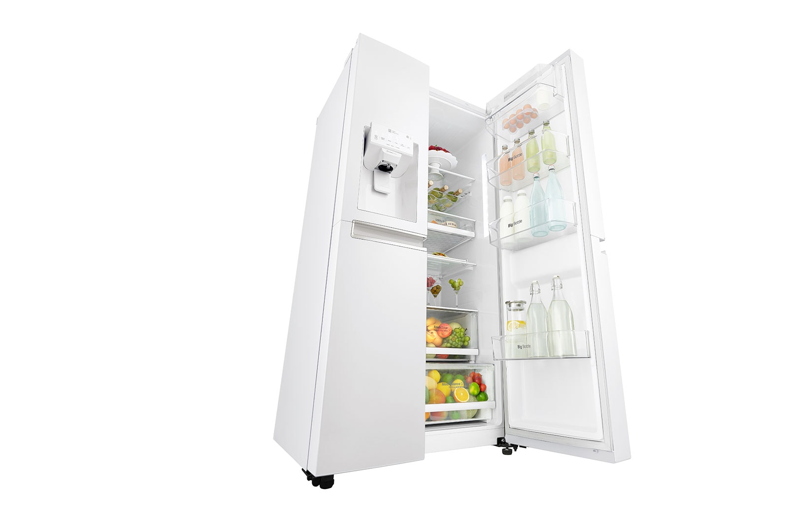 LG 625L Side by Side (Vit) - Energiklass F, Vatten/is utan röranslutning, Smart Diagnosis™ med Wi-Fi, GSL761SWYV