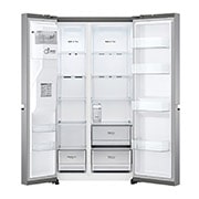 LG 635L Side by Side (Shiny Steel), Is- & vattendispenser, Energiklass F, Vatten/is utan röranslutning, Smart Diagnosis™, GSLV51PZXM