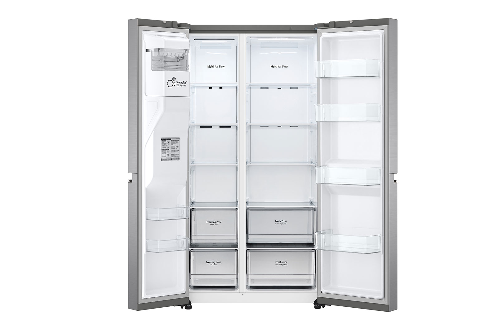 LG 635L Side by Side (Shiny Steel, Is- & vattendispenser, Energiklass D, Vatten/is via röranslutning, Smart Diagnosis™ med Wi-Fi, GSLV70PZTD