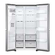 LG 635L Side by Side (Shiny Steel), Is- & vattendispenser, Energiklass E, Vatten/is via röranslutning, Smart Diagnosis™ med Wi-Fi, GSLV70PZTE