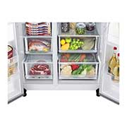 LG 635L Side by Side (Shiny Steel), Is- & vattendispenser, Energiklass E, Vatten/is via röranslutning, Smart Diagnosis™ med Wi-Fi, GSLV70PZTE