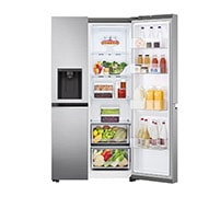 LG 635L Side by Side (Shiny Steel), Is- & vattendispenser, Energiklass E, Vatten/is via röranslutning, Smart Diagnosis™ med Wi-Fi, GSLV70PZTE