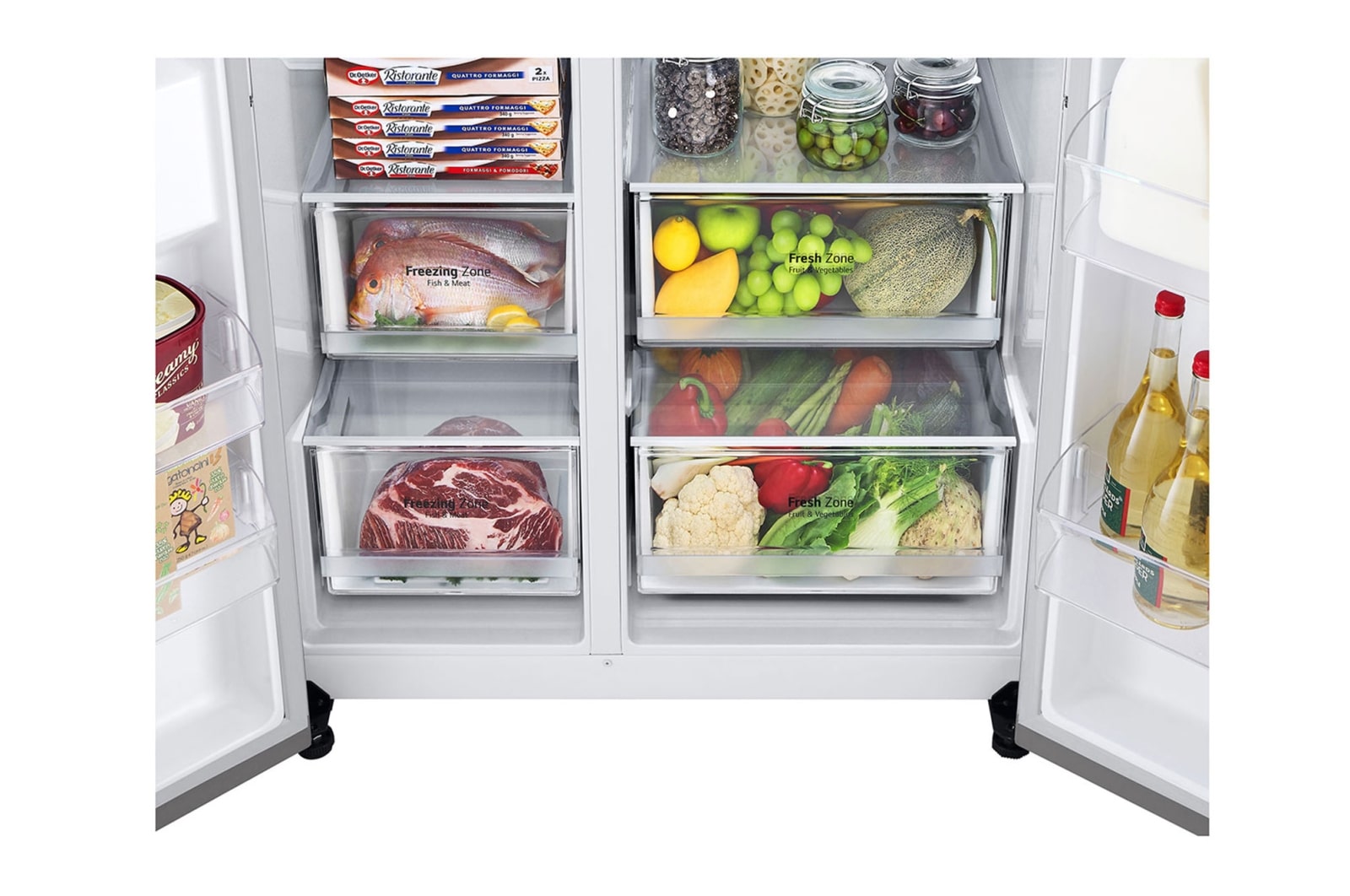 LG 635L Side by Side (Shiny Steel), Is- & vattendispenser, Energiklass E, Vatten/is via röranslutning, Smart Diagnosis™ med Wi-Fi, GSLV70PZTE