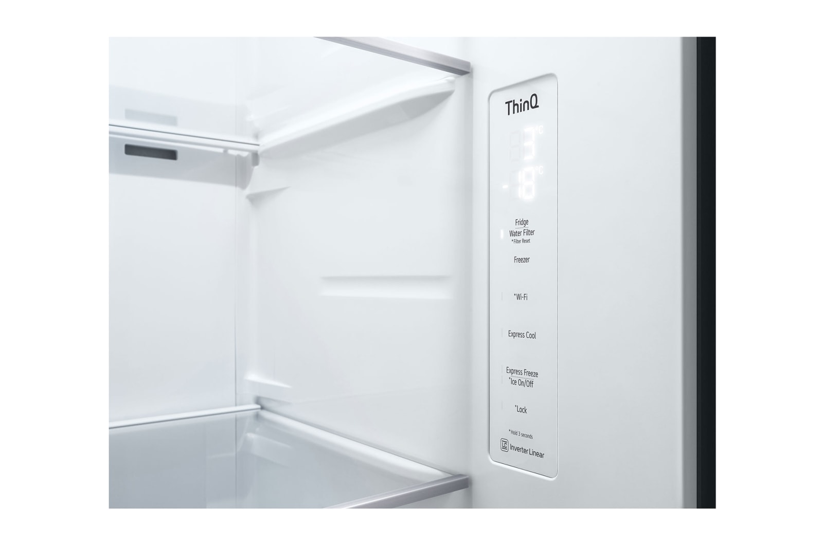 LG 635L Side by Side (Shiny Steel), Is- & vattendispenser, Energiklass E, Vatten/is via röranslutning, Smart Diagnosis™ med Wi-Fi, GSLV70PZTE