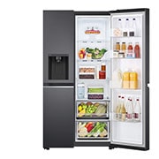 LG 635L Side by Side (Matte Black Stainless Steel), Is- & vattendispenser, Energiklass D, Vatten/is utan röranslutning, Smart Diagnosis™ med Wi-Fi, GSLV71MCTD