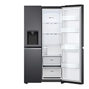 LG 635L Side by Side (Matte Black Stainless Steel), Is- & vattendispenser, Energiklass D, Vatten/is utan röranslutning, Smart Diagnosis™ med Wi-Fi, GSLV71MCTD