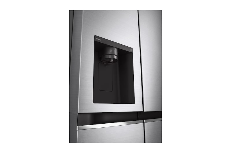 LG 635L Side by Side (Shiny Steel), Is- & vattendispenser, Energiklass E, Vatten/is utan röranslutning, Smart Diagnosis™ med Wi-Fi, GSLV71PZLE