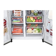LG 635L Side by Side (Shiny Steel), Is- & vattendispenser, Energiklass F, Vatten/is via röranslutning, Smart Diagnosis™ med Wi-Fi, GSLV90PZAM