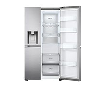 LG 635L Side by Side (Shiny Steel), Is- & vattendispenser, Energiklass F, Vatten/is via röranslutning, Smart Diagnosis™ med Wi-Fi, GSLV90PZAM