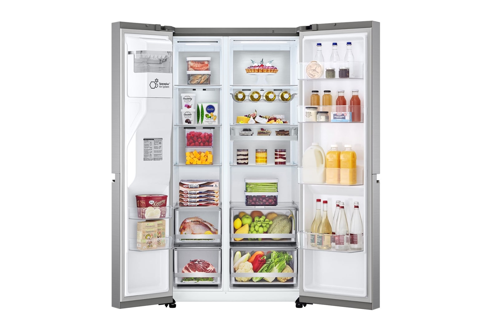 LG 635L Side by Side (Shiny Steel), Is- & vattendispenser, Energiklass F, Vatten/is via röranslutning, Smart Diagnosis™ med Wi-Fi, GSLV90PZAM