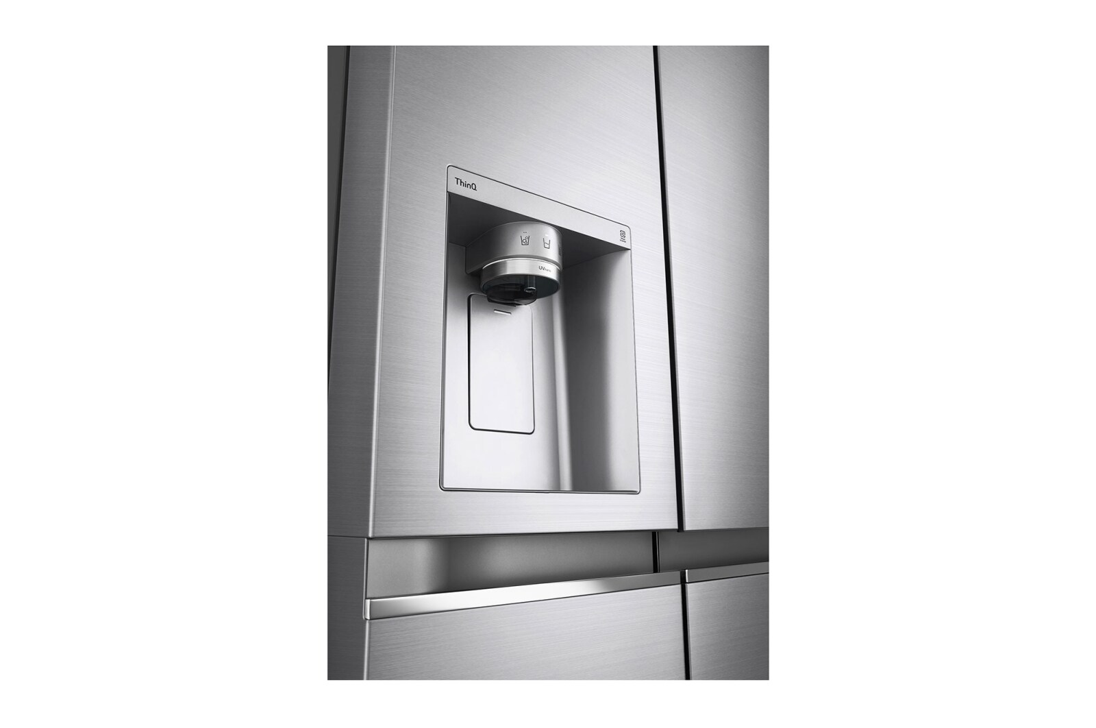 LG 635L Side by Side (Shiny Steel), Is- & vattendispenser, Energiklass F, Vatten/is via röranslutning, Smart Diagnosis™ med Wi-Fi, GSLV90PZAM