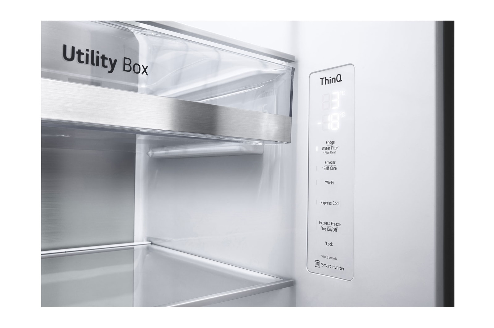 LG 635L Side by Side (Shiny Steel), Is- & vattendispenser, Energiklass F, Vatten/is via röranslutning, Smart Diagnosis™ med Wi-Fi, GSLV90PZAM