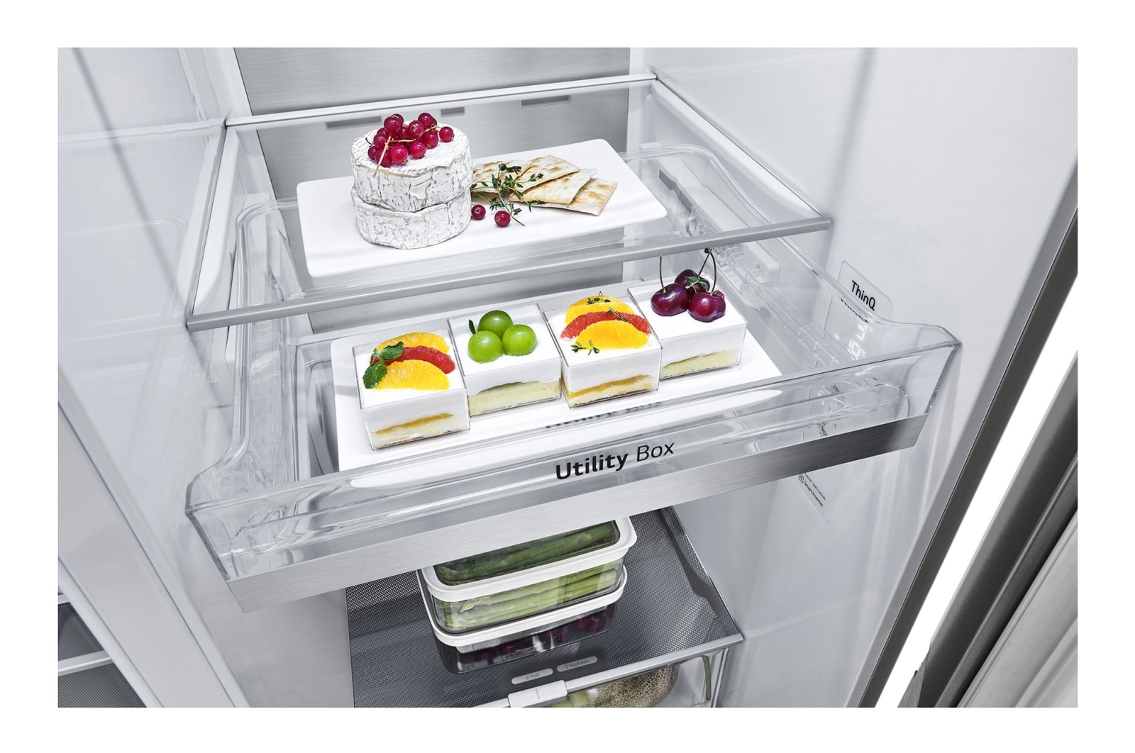 LG 635L Side by Side (Shiny Steel), Is- & vattendispenser, Energiklass F, Vatten/is via röranslutning, Smart Diagnosis™ med Wi-Fi, GSLV90PZAM