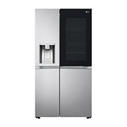 LG 635L InstaView Door in Door™ Side by Side (Brushed Steel), Energiklass E, Vatten/is via röranslutning, Smart Diagnosis™ med Wi-Fi, GSXV90BSAE