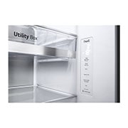 LG 635L InstaView Door in Door™ Side by Side (Brushed Steel), Energiklass E, Vatten/is via röranslutning, Smart Diagnosis™ med Wi-Fi, GSXV90BSAE