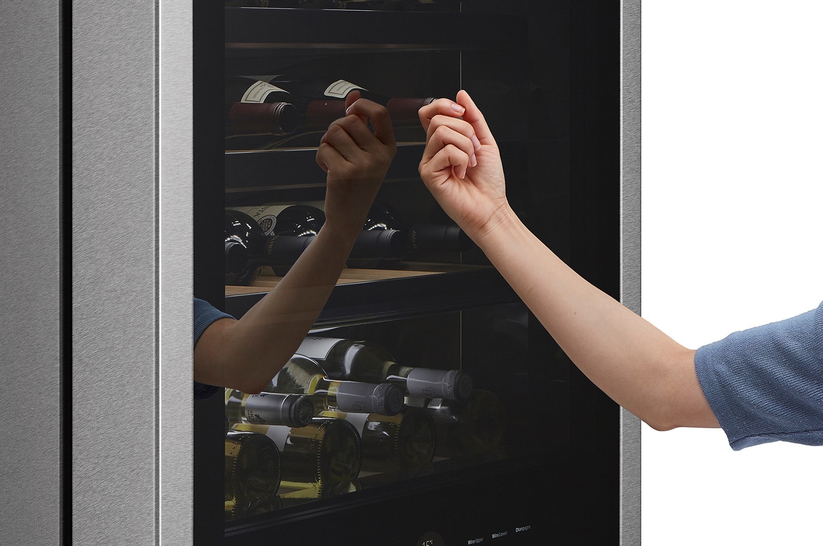 LG SIGNATURE - 420L InstaView Door in Door™ Wine Cellar (Noble Steel) - Energiklass E, 65 vinflaskor och Smart Diagnosis™ med Wi-Fi, LSR200W