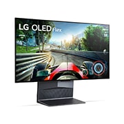 LG OLED Flex, Vänstervänd Flex sedd från 45-graders vinkel framifrån med en helt krökt skärm., 42LX3Q6LA