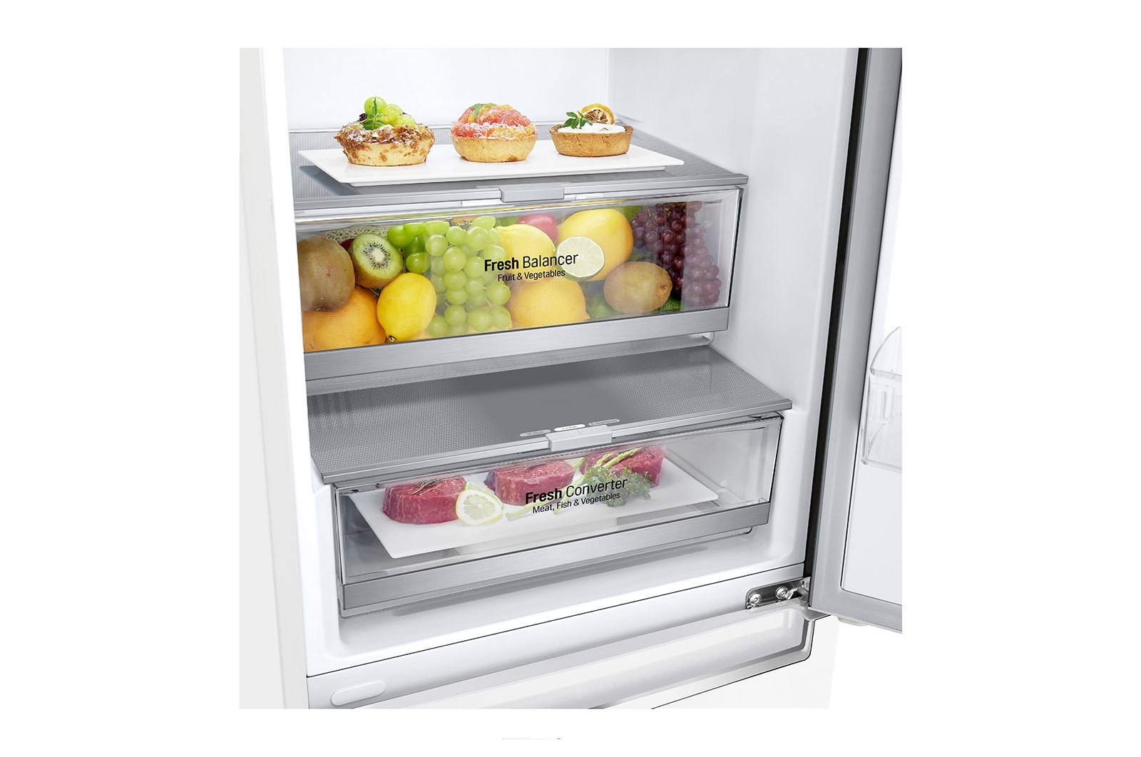 LG 1.86M 341L Kombinerad kyl/frys(Vit) - Energiklass E, Door Cooling™, GBB71SWEMN