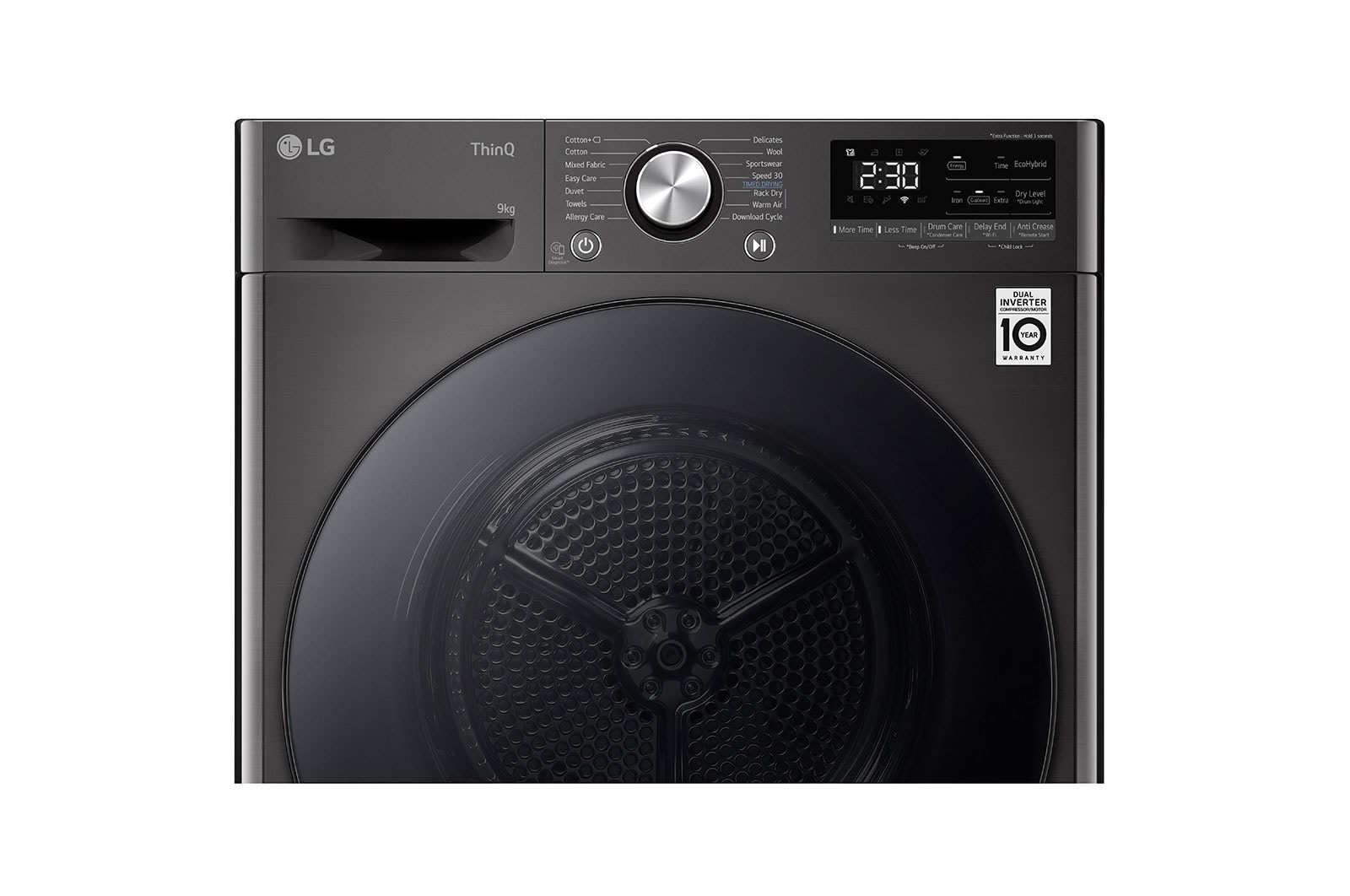 LG Svart 9-kg DUAL Inverter Heat Pump™ -torktumlare med ™ Eco Hybrid™ och värmepumpsteknologi , RV9DN903P