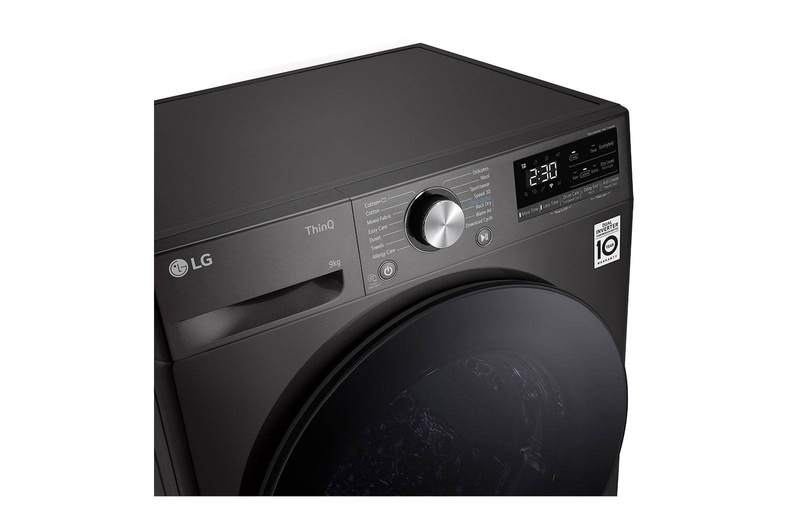LG Svart 9-kg DUAL Inverter Heat Pump™ -torktumlare med ™ Eco Hybrid™ och värmepumpsteknologi , RV9DN903P