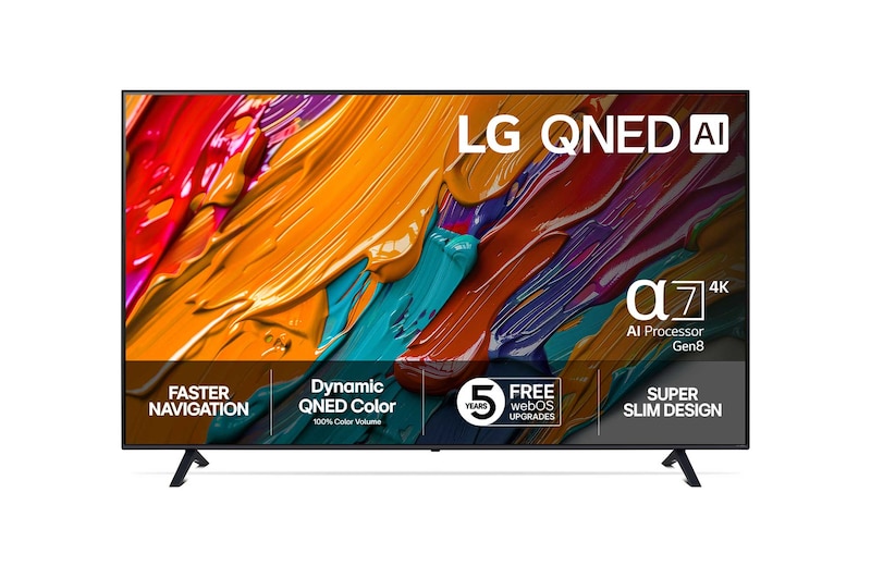 Vy framifrån av LG 86" QNED AI QNED7E 4K Smart TV 2025 86QNED7EA6B