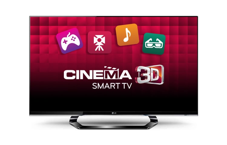 Vy framifrån av LED TV med millimetertunna ramar, Smart TV med Magic Motion Remote och Cinema 3D. 42LM660T