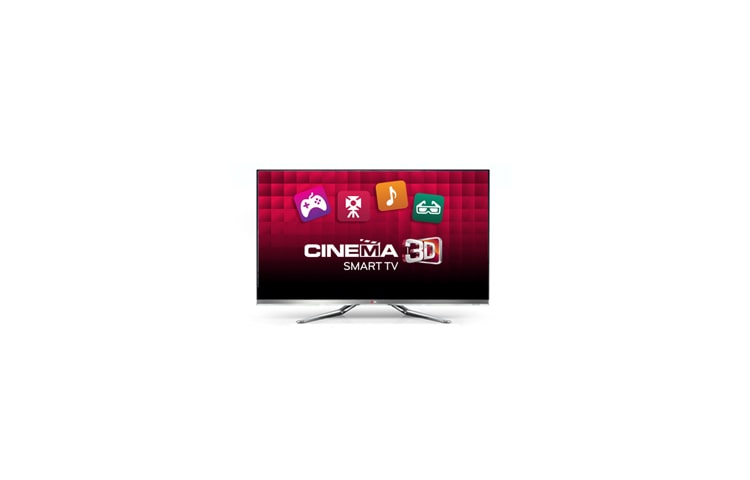 Vy framifrån av LED TV med millimetertunna ramar, supersnabb Smart TV med Dual Core-processor, Magic Motion Remote och Cinema 3D. 47LM860V