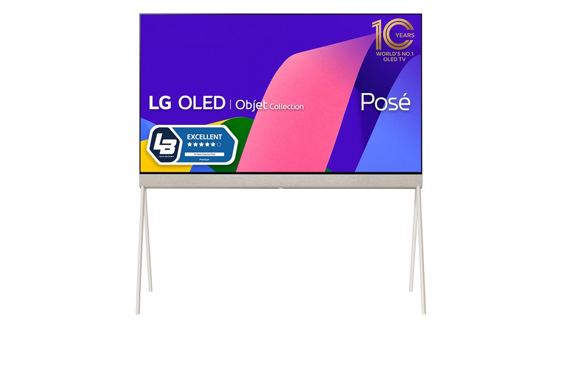 LG OLED | Objet Collection Posé, Posé sedd framifrån åt vänster i 45-graders vinkel., 55LX1Q6LA