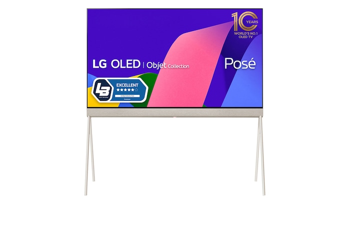 LG OLED | Objet Collection Posé, Posé sedd framifrån åt vänster i 45-graders vinkel., 55LX1Q6LA