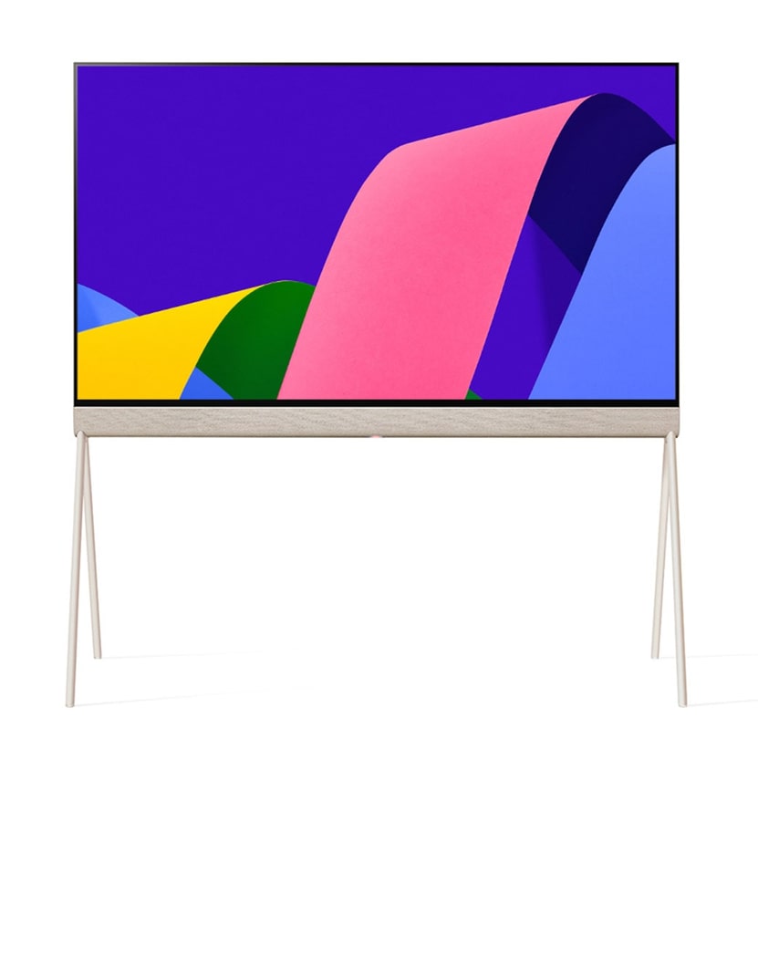 LG OLED | Objet Collection Posé, Posé sedd framifrån åt vänster i 45-graders vinkel., 55LX1Q6LA